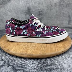 Vans Shoes Womens Size 10 Floral Rose Print Black White Low Top Lace Up Skate